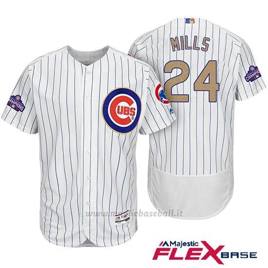 Maglia Baseball Uomo Chicago Cubs 24 Alec Mills Bianco Or Program Flex Base
